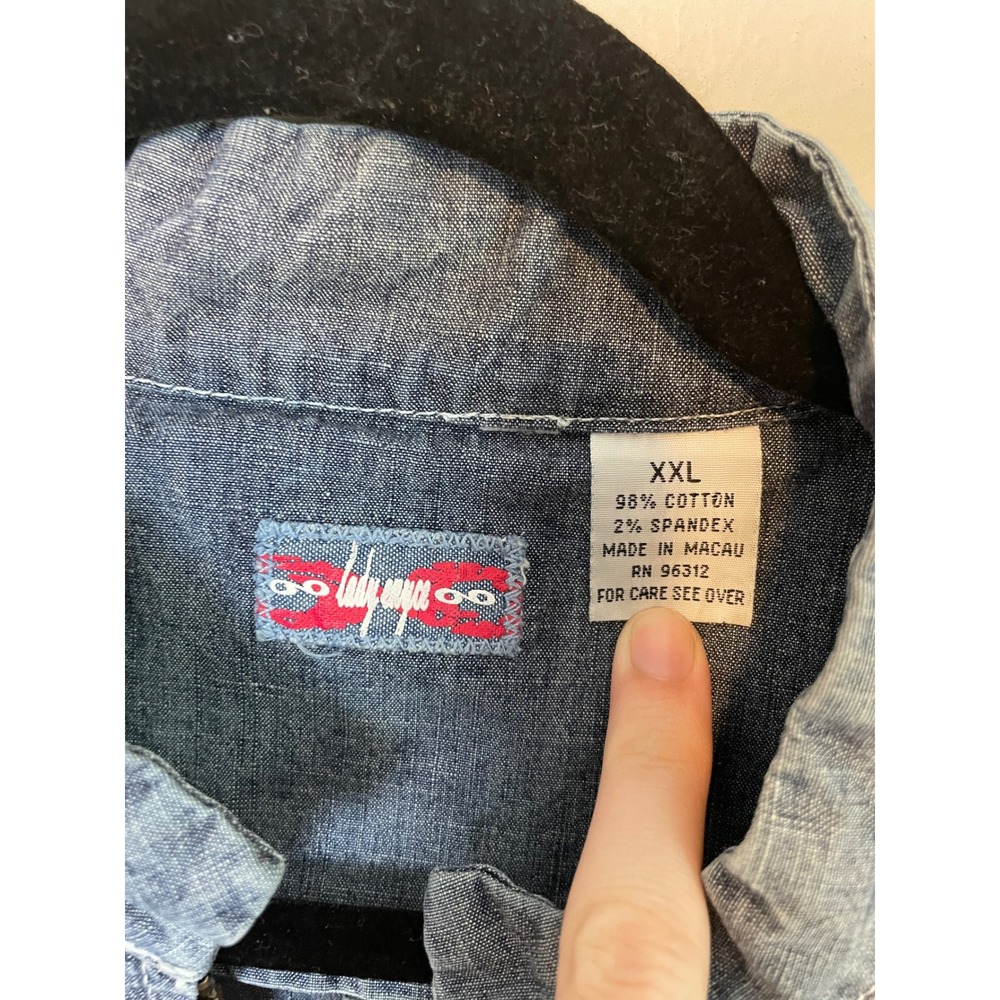 Lady Enyce 90s Streetwear Y2K Ruched Lightweight Denim Jacket Blue XXL Zip Front - Picture 7 of 8